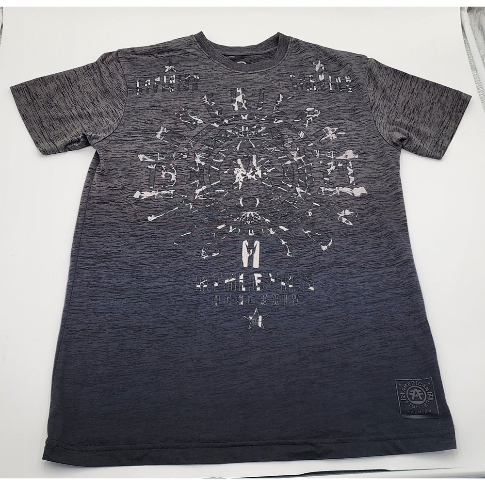 American Fighter T-Shirt Mens Small Grey Navy Ombre Graphic Buckle Exclusive EXC